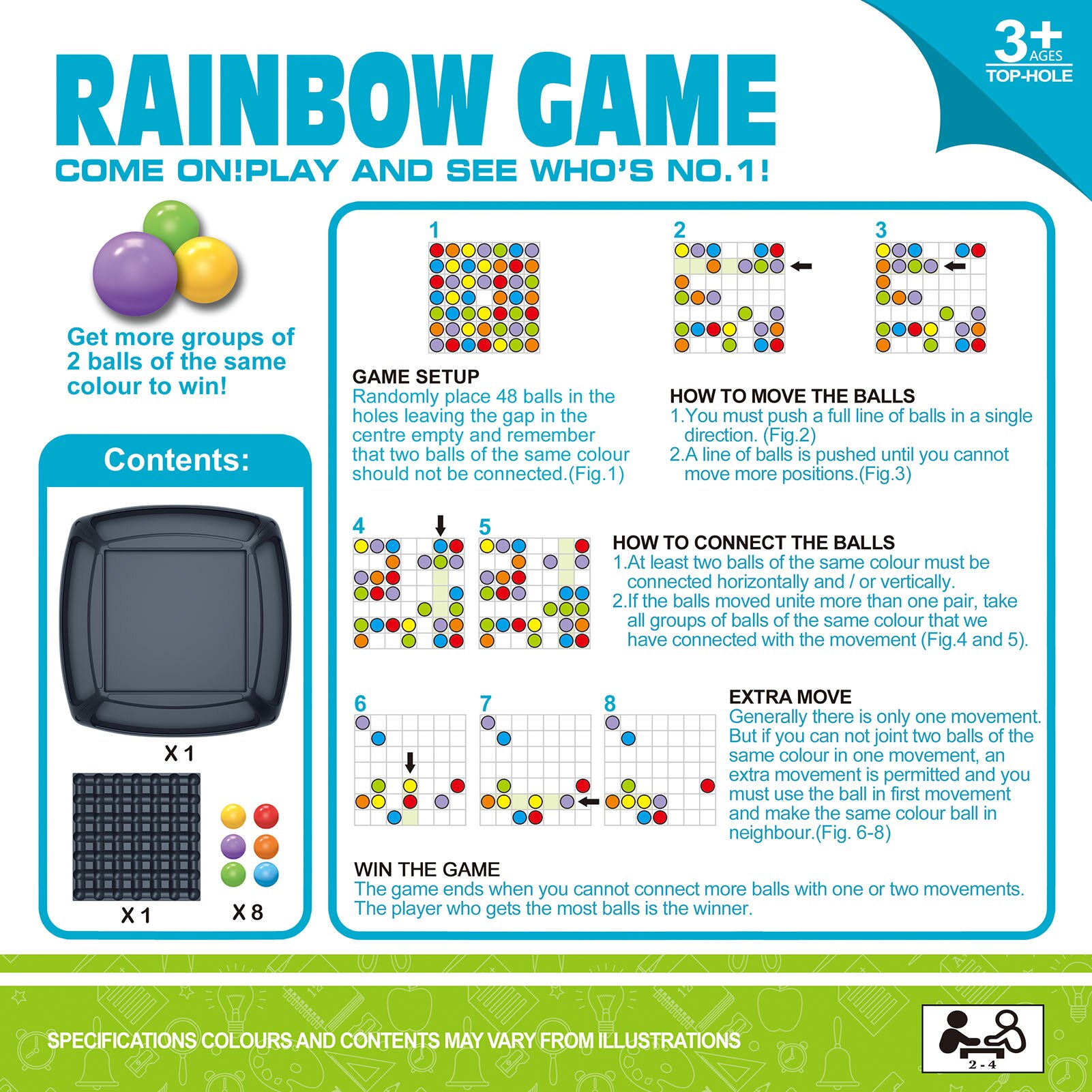2-In-1 Regenboog Bal Eliminatie Concentratie Bead Training Bordspel Voor Kinderen Regenboog Bal Matching Game Speelgoed