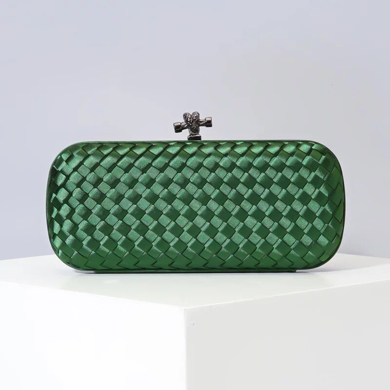 Bolsa de maquillaje de seda europea y americana tejida a mano para mujer, bolsa de maquillaje de mano para mujer, a través de la sencilla bolsa de maquillaje para Cena: L7