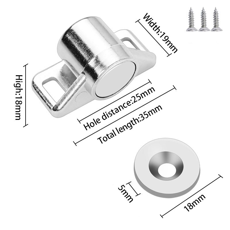 Magnet skåpdörr spärr magnetisk möbel dörrstoppare starka superkraftiga magneter spärr hem hårdvara möbler: Silverfärg