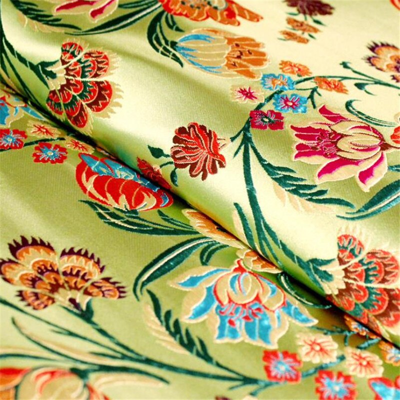 CF1137 Red/Golden/Blue Flowers Jacquard Silk Brocade Fabric Chinese Cheongsam Clothes Dress Jacket Fabric DIY Sewing Silk Fabric