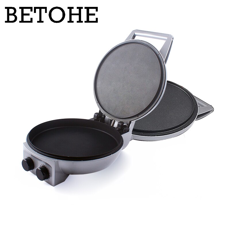 Plancha eléctrica de doble cara para hacer crepes y tortitas, sartén para Pizza, máquina para freír carne y barbacoa, sartén para hornear, plancha para pasteles