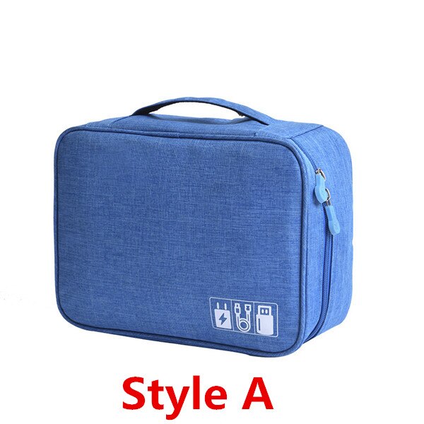 Electronics Organizer Bag - Portable Digital USB Gadget Case - Travel Charger Holder: A-Blue