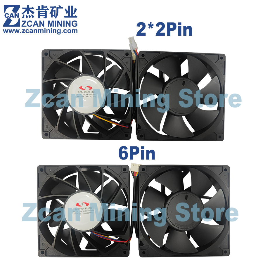 Brand Whatsminer M20 M21 Fan D1 D3 M10 Cooler 6pin 14038 Fan KZ14038B012U 12V 7.2A M30 M31 M32 M50 Miner Cooling Fan 2x2Pin