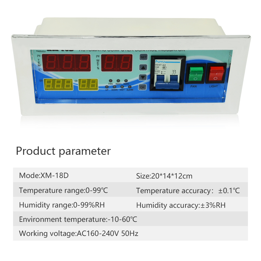 1 Set Incubator Accessories Full Function Temperature And Humidity XM-18D Incubator Controller