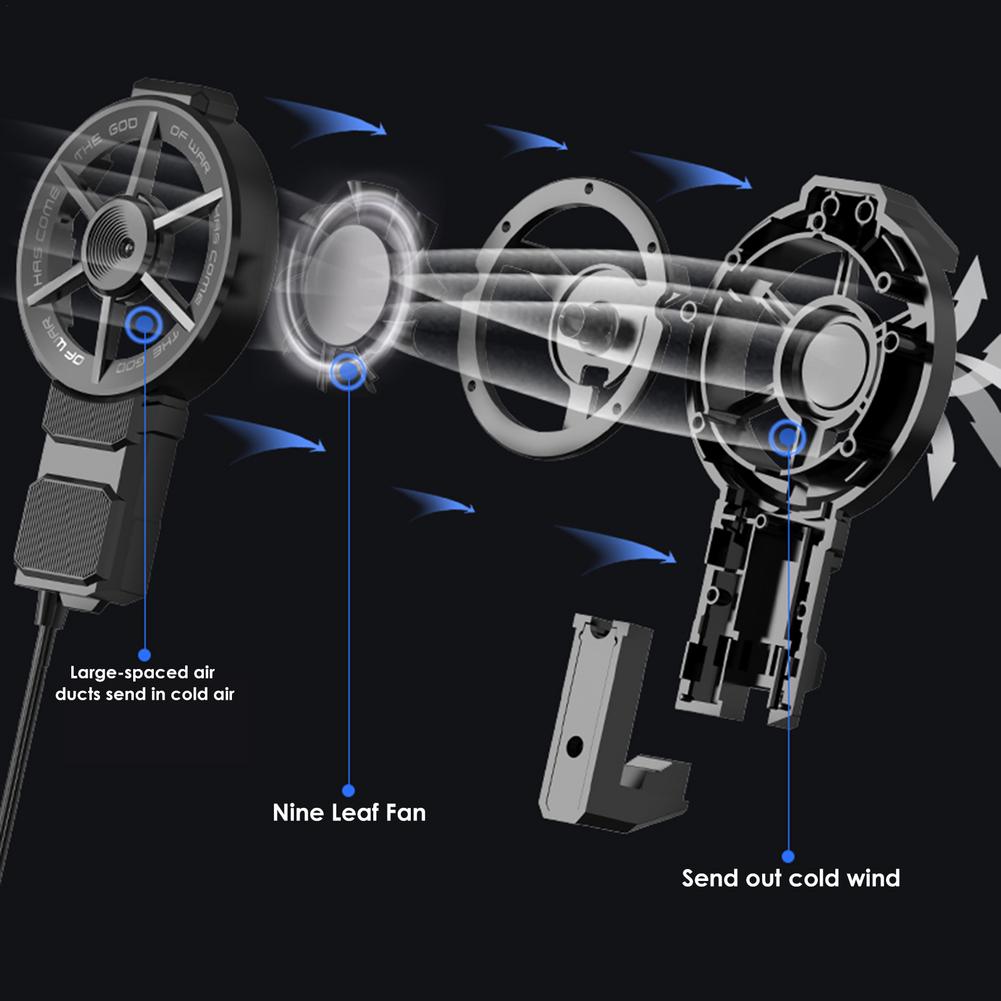 Handy-kühler, lüfter, handy-kühlerhalterung, usb-lüfter, kaltluftgriff, verstellbarer handy-kühlkörper, gaming-zubehör