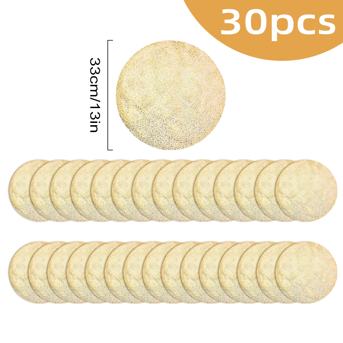 Juego de manteles individuales dorados desechables Leeseph, manteles de mesa redondos de lámina dorada de 13 pulgadas para mesa de comedor de decoración del hogar de de Navidad: Castaño