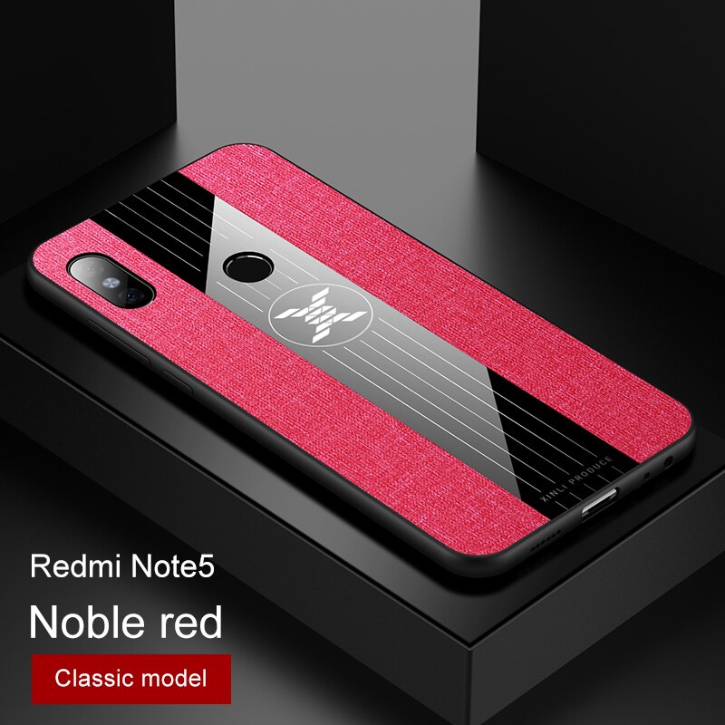 For Xiaomi Redmi Note 5 Pro Case Matte Cloth Glossy Cover For Xiomi Xiaomi Redmi 5 Plus Shockproof Phone Case with Ring Holder: Redmi Note 5 / Red No Ring