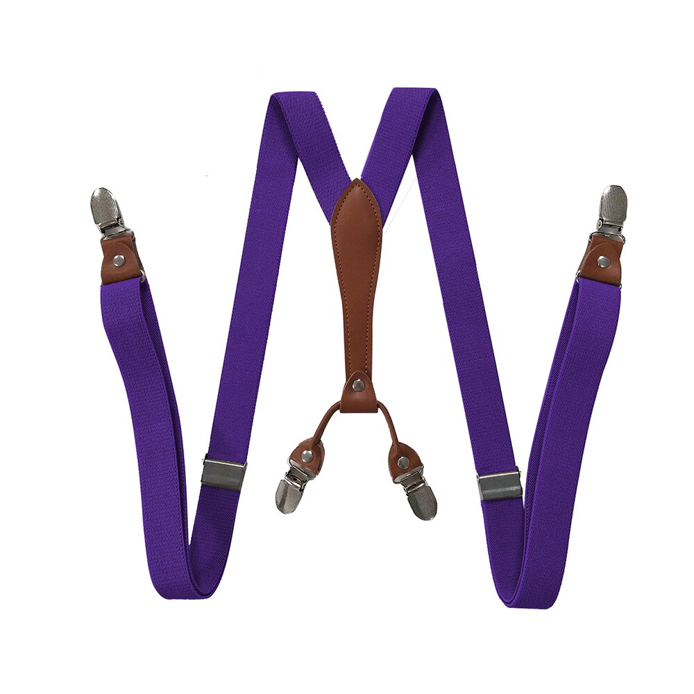 Vrouwen Bretels 4 Clips Y Terug 2.5Cm Breed Verstelbare Elastische Jean Broek Brace Strap Dames Bretels Voor Bruiloft party Event: Dark Purple