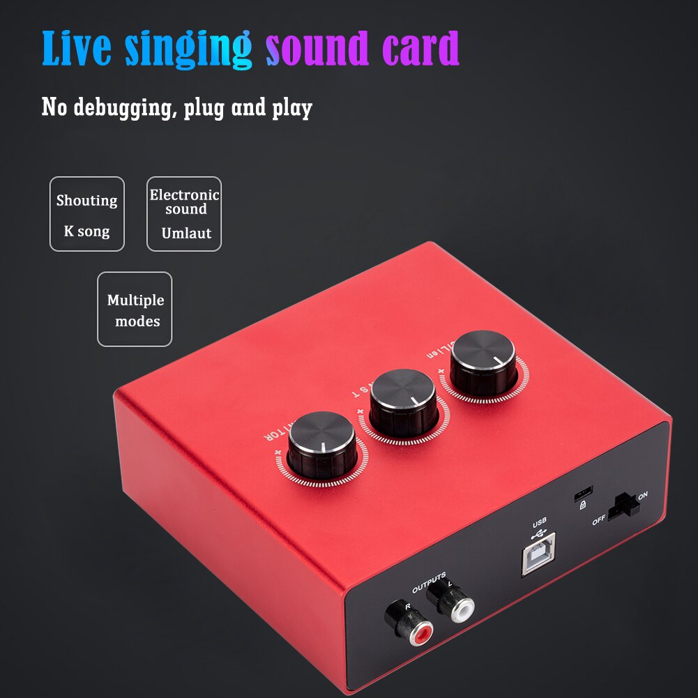 Mixer External USB Sound Card Audio Interface Card Converter Adapter for Studio Recording Singingg Support 2VRms Signal Input