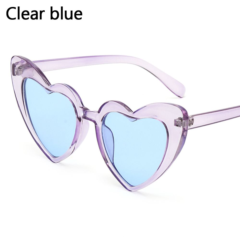 Hart Zonnebril Vrouwen Cat Eye Zonnebril Vrouwelijke Retro Liefde Hart Vormige Glazen Dames UV400 Bescherming: Clear blue