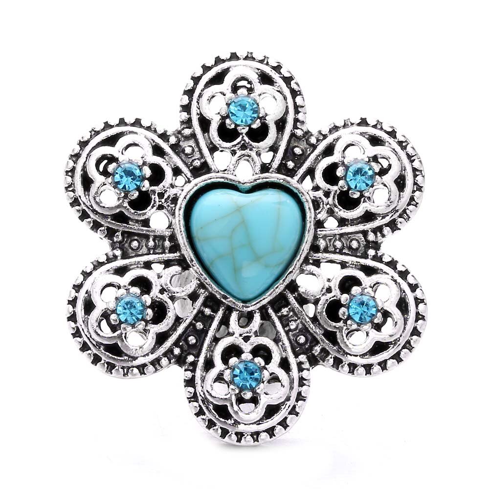 Botones a presión Vintage para mujer, cuentas de joyería, flor de 18mm, botones a presión de Metal, collar a presión de 18mm, 5 unids/lote: 2