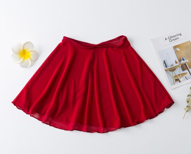 Pige ballet dans kollektion cirkulær pull-on wrap nederdel klassisk dans tutu nederdele skøjteløb med elastisk linning matcha billig: Rød / 110-125cm højde