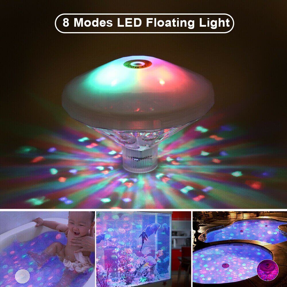 8 Pattern Modes RGB Underwater Light Floating Swimming Pool Lights Led Disco Aquarium Glow Light For Shower Pool Pond Bathroom