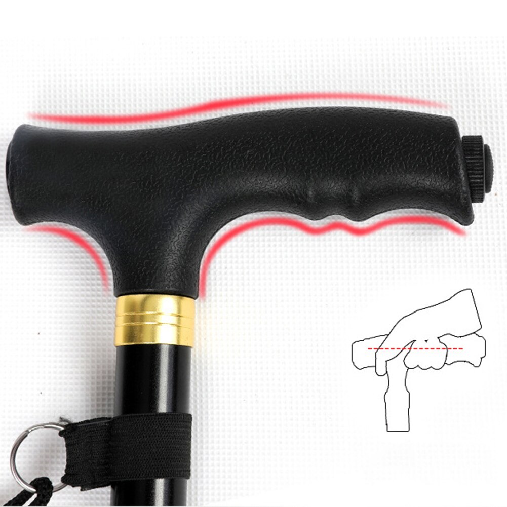 Aluminium Alloy Folding Adjustable Multifunctional Walking Cane with LED Light