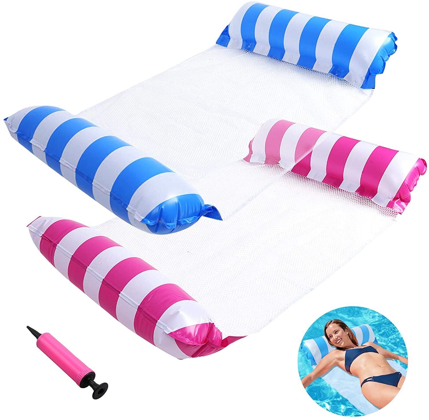 2PCS/set Water Hammock Float, Swimming Pool Hammock Float with Air Pumps, Inflatable Pool Floats for Adults: Default Title