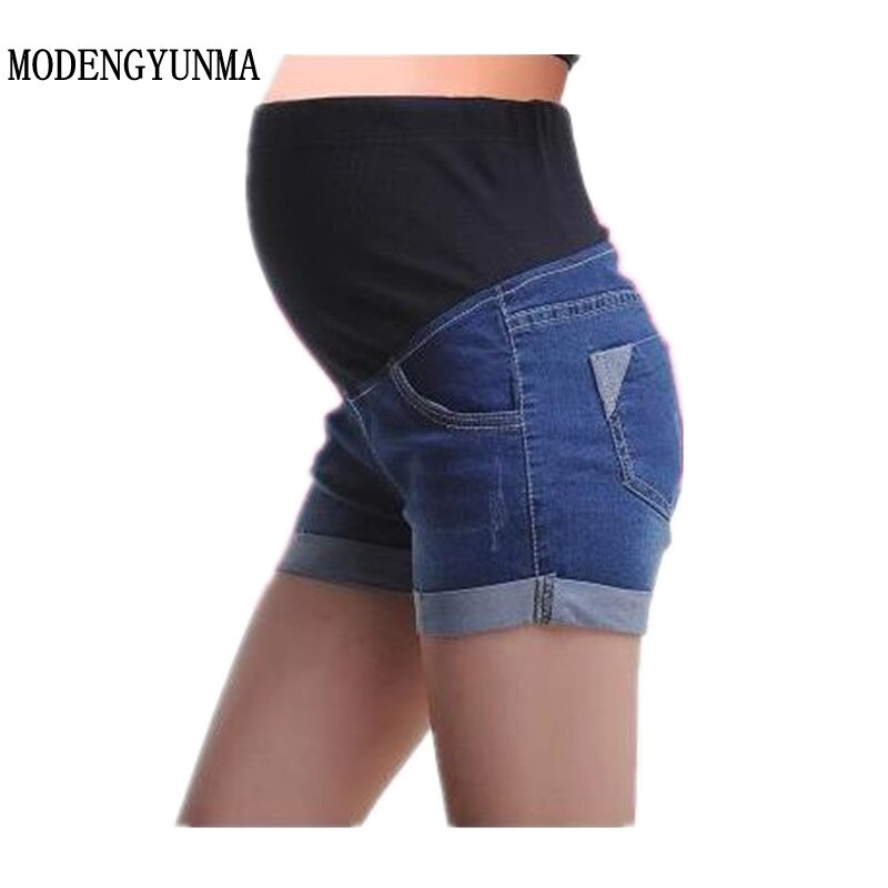 Bahemami barsel denim korte sommer jeans bukser til gravide kvinder gravidas tøj gravide bukser elastiske abdominal jeans: L