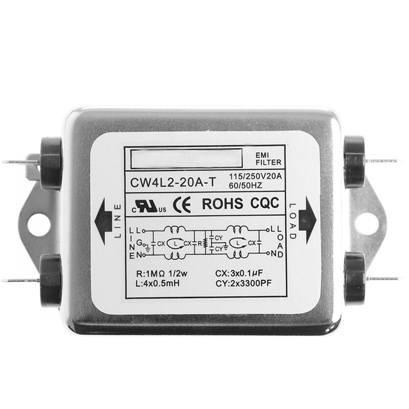 Power EMI Filter CW4L2-20A-T Monophasic Enhanced AC 220V 50/60 HZ