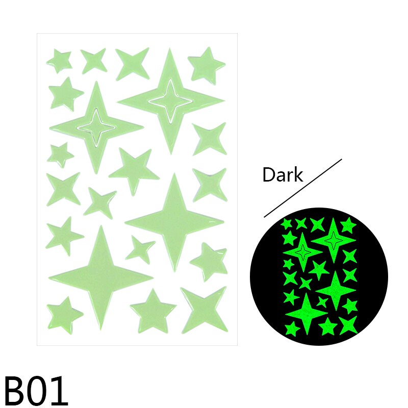 Luminous Stars Moon Wall Stickers Fluorescent Glow In The Dark for Kids Bedroom Baby Nursery Home Ceiling Decoration Wall Decals: B01