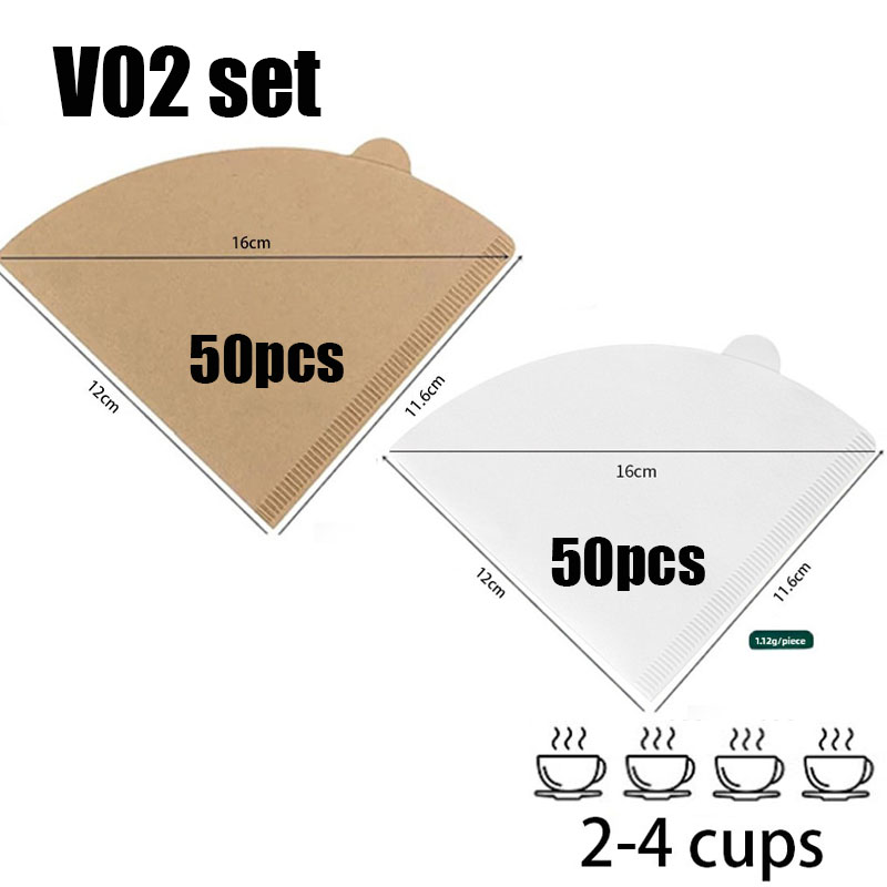 100 Stuks Wegwerp Papier Koffie Filter 1-4 Kopjes Houtpulp Drip Papier Kegel Koffie Zeef Zak Giet over Huishoudelijke Accessoires: Bruin