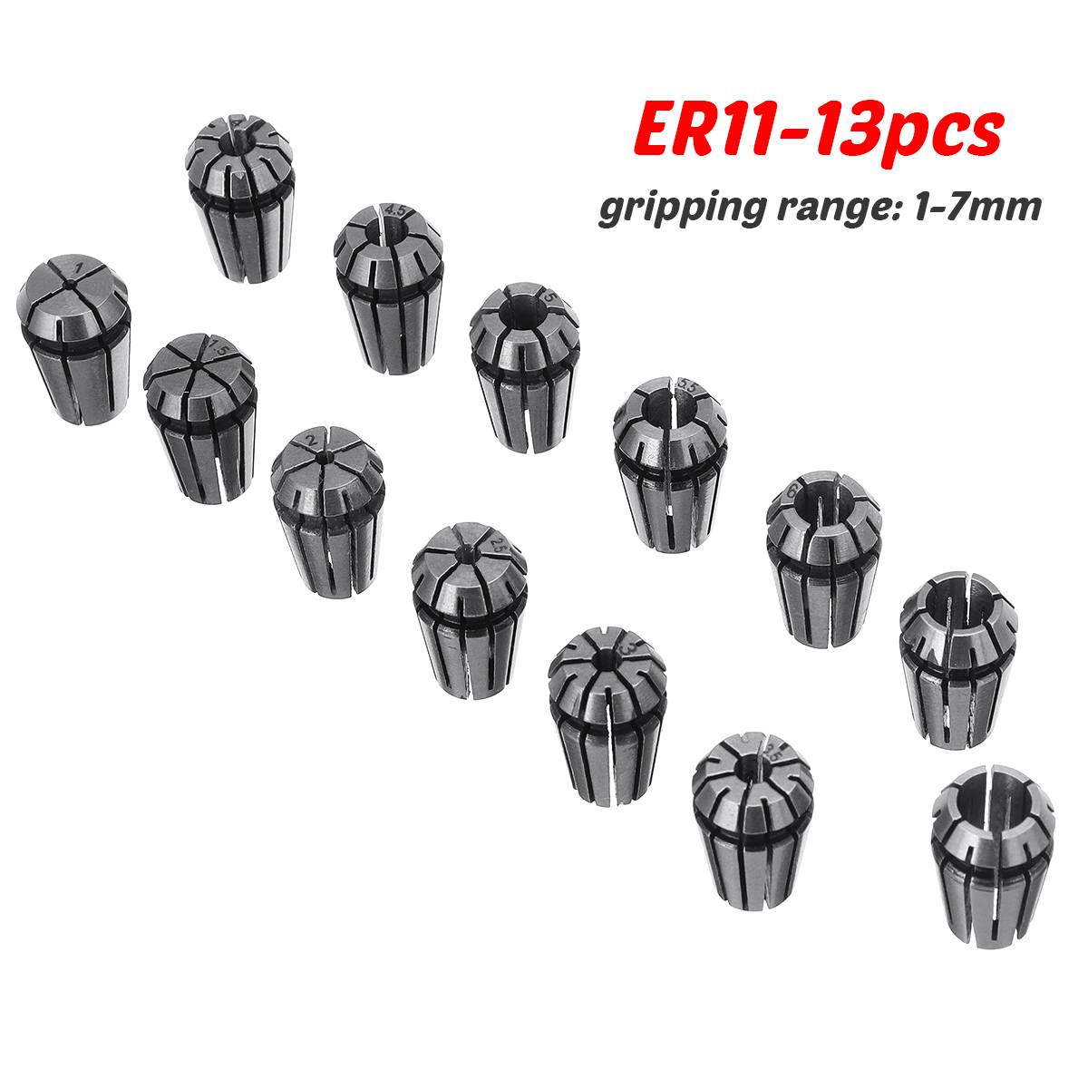 13pcs/Set standard ER20 ER11 ER16 Spring Collet set Clamping Nut CNC for milling Machine Engraving lathe tool Engraving Machine