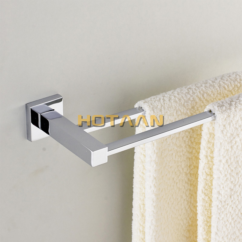 Toallero doble de acero inoxidable cromado para baño, soporte para toalla, ganchos de 60cm, montado en la pared