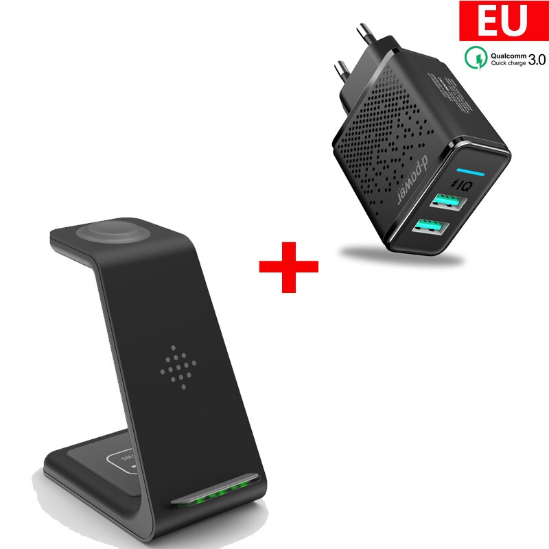 10W Fast Wireless Charger for Samsung S8 S9 S10 plus Wireless Charging for Samsung Watch Active for Samsung Galaxy Buds Charger: with EU Plug