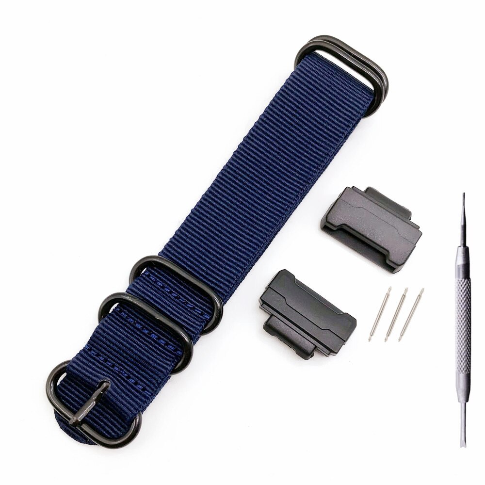 Nylon urrem til g-shock dw -5600 6900 ga-110 gw-m5610 dw-9052/ gls -8900 serie urremme  + 16mm grænseflade terminaler: Blå