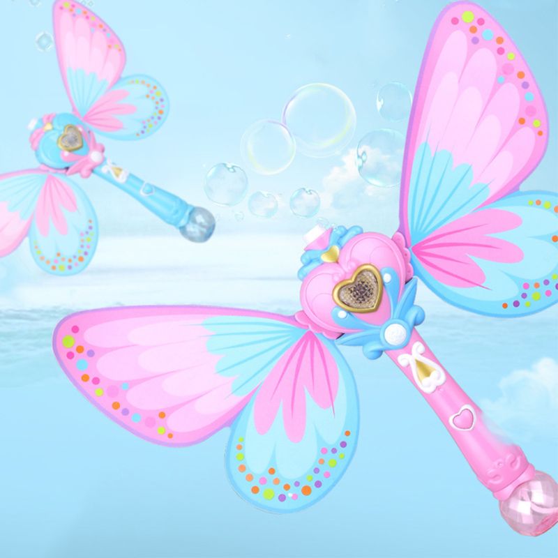 freundlicher Handheld Zauberstab blasiert Maschine Elektrische Schmetterling blasiert Gebläse Hersteller mit Musik Licht freundlicher draussen Garten Spielzeug
