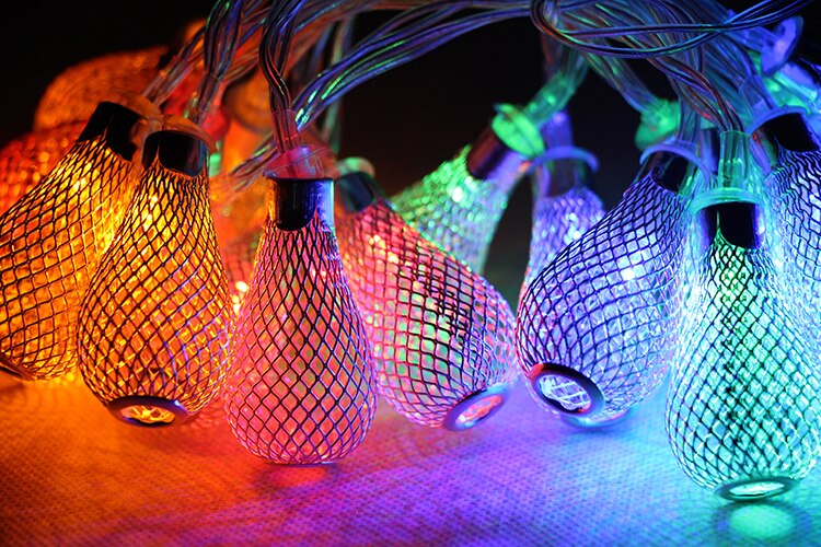 20 leds String Light AA Battery Operated Christmas Garland Light Fairy Xmas Wedding Festival Home Decoration hollow pendant