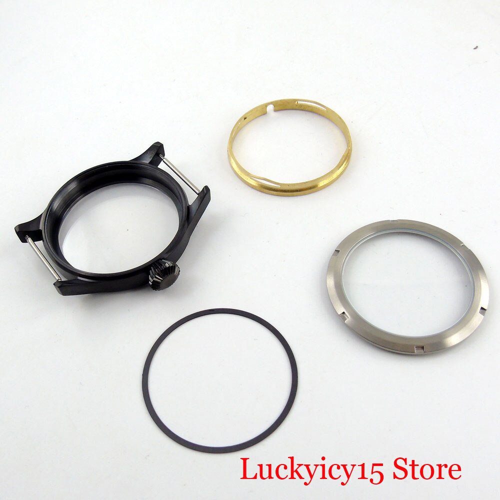 PVD Plated 43mm Watch Case with Sapphire Glass Fit ETA 6497 6498 Hand Winding Movement