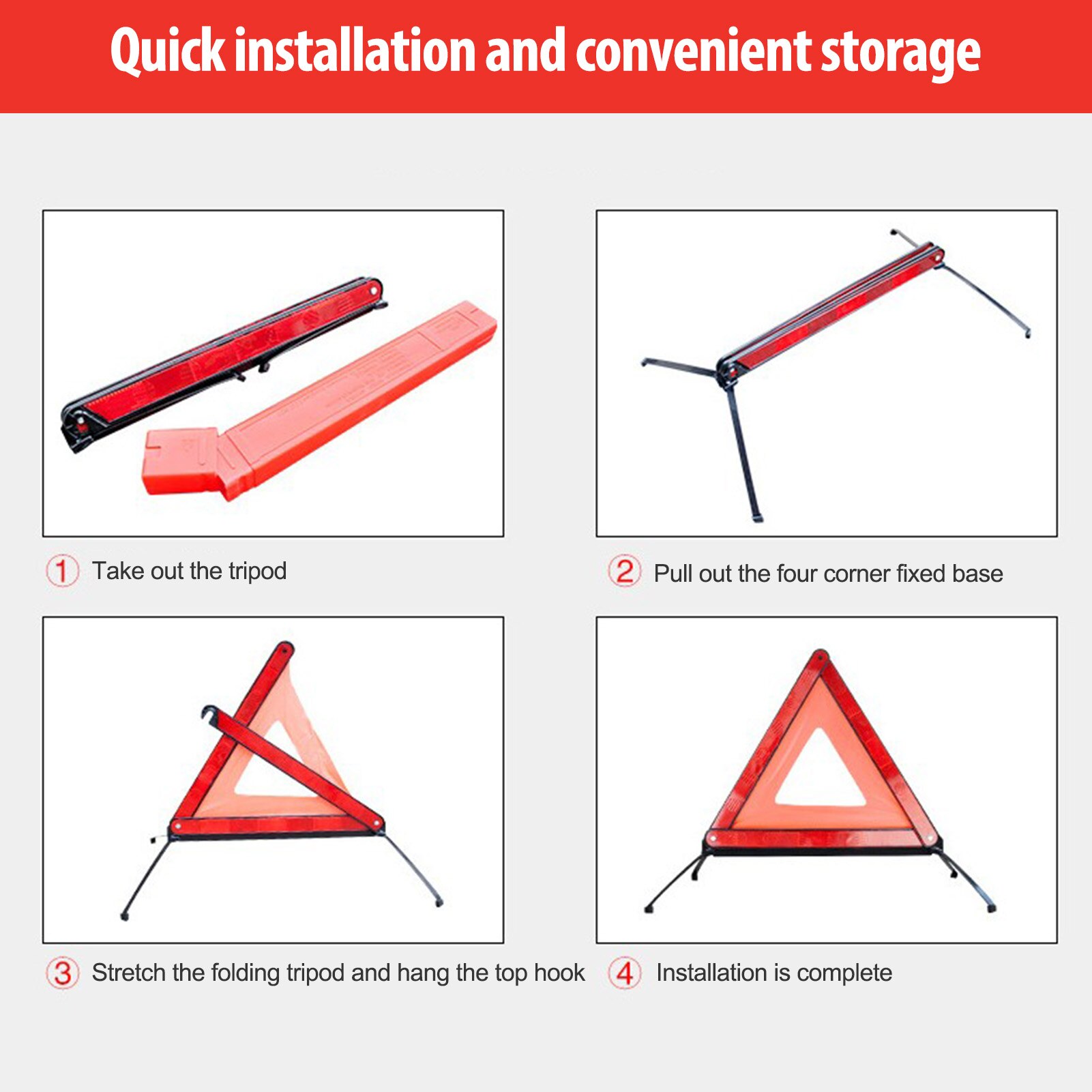 Tripod Triangle Warning Reflective Sign Vehicles Breakdown Packing Sign