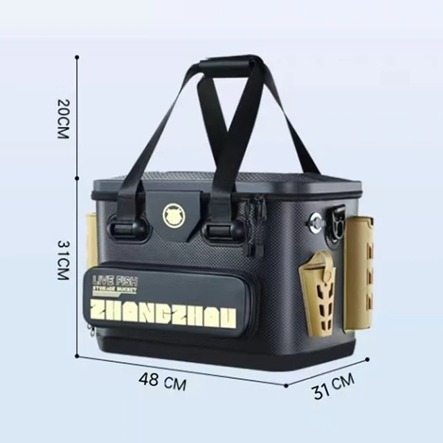 Barril de pesca, caja de peces vivos, anzuelo de pesca multifuncional EVA, caja de cuentas de parada, cubo de pesca grueso portátil de gran capacidad: Morado
