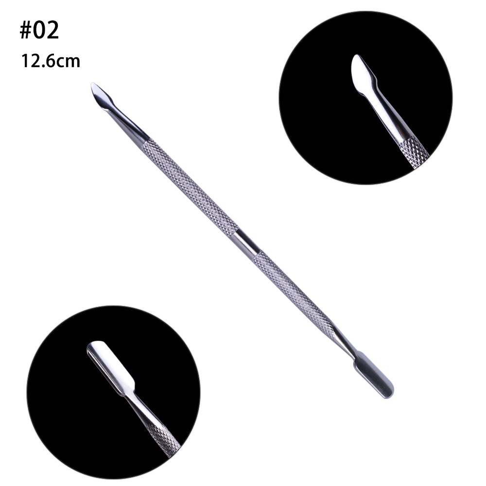 Cuticle Pusher Stainless Steel Nail Stick Cuticle Remover Gel Polish Manicure Nail Cleaning Pedicure Tools FB01-09: 02