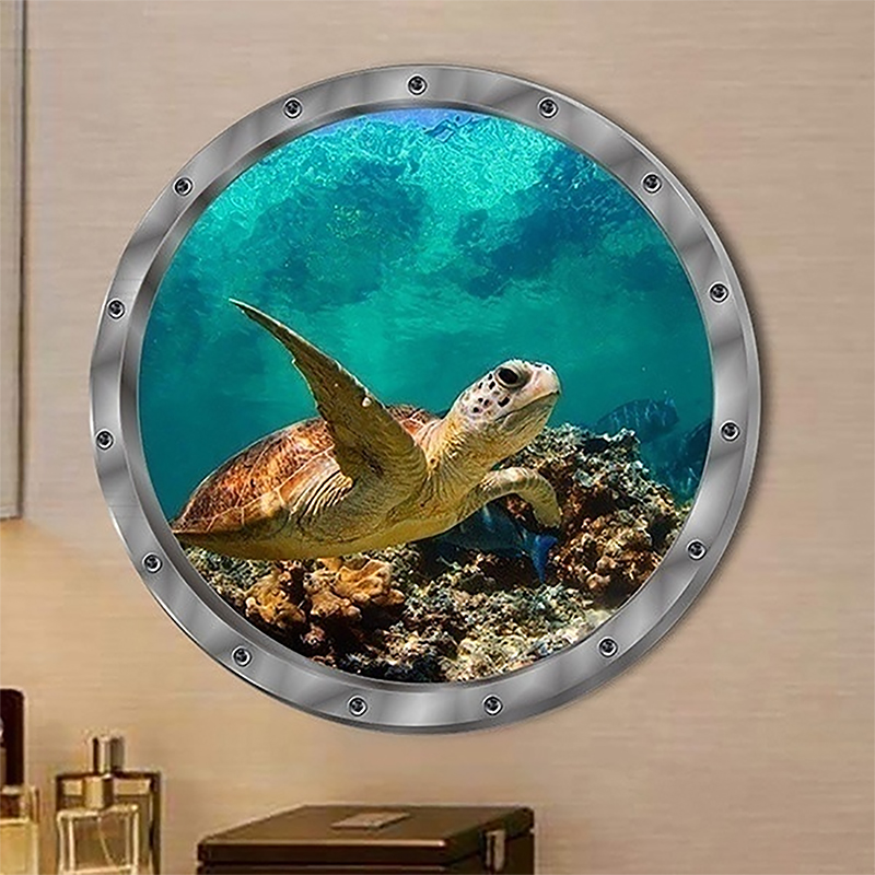 5 Styles Underwater Fish Wall Stickers Waterproof Dolphin Turtle Sticker For Washing Machine Decoration For Bathroom Decals PVC