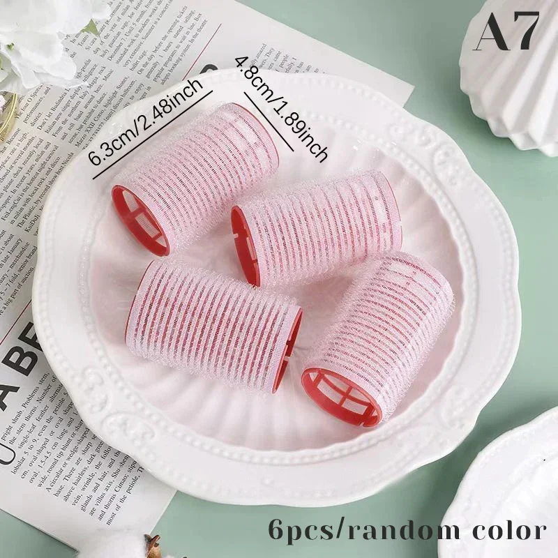 6 pièce/ensemble bigoudis de bigoudis sans chaleur sans chaleur frange de cheveux Volume Salon de coiffure bigoudis outil de coiffure collant: Rose