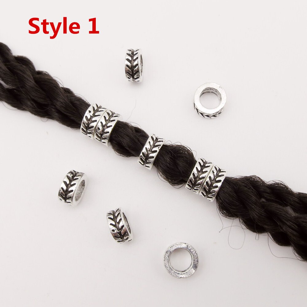 5 stk -20 stk sølv viking rune hår flette frykt dreadlock skjegg perler ringetone rør ca 6mm skrog til hår styling tilbehør