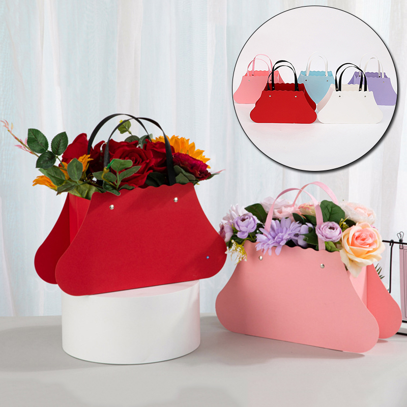 Blomst papirpose kraft pvc håndveske vanntett bukett blomsterhandler pakkeboks valentine & #39 ;s day rose bokser festdekorasjon