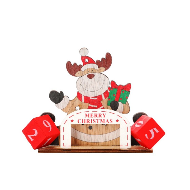 Wooden Christmas Advent Calendar With Painted Blocks Countdown To Christmas Home Desktop Ornament Decor Supplies: C