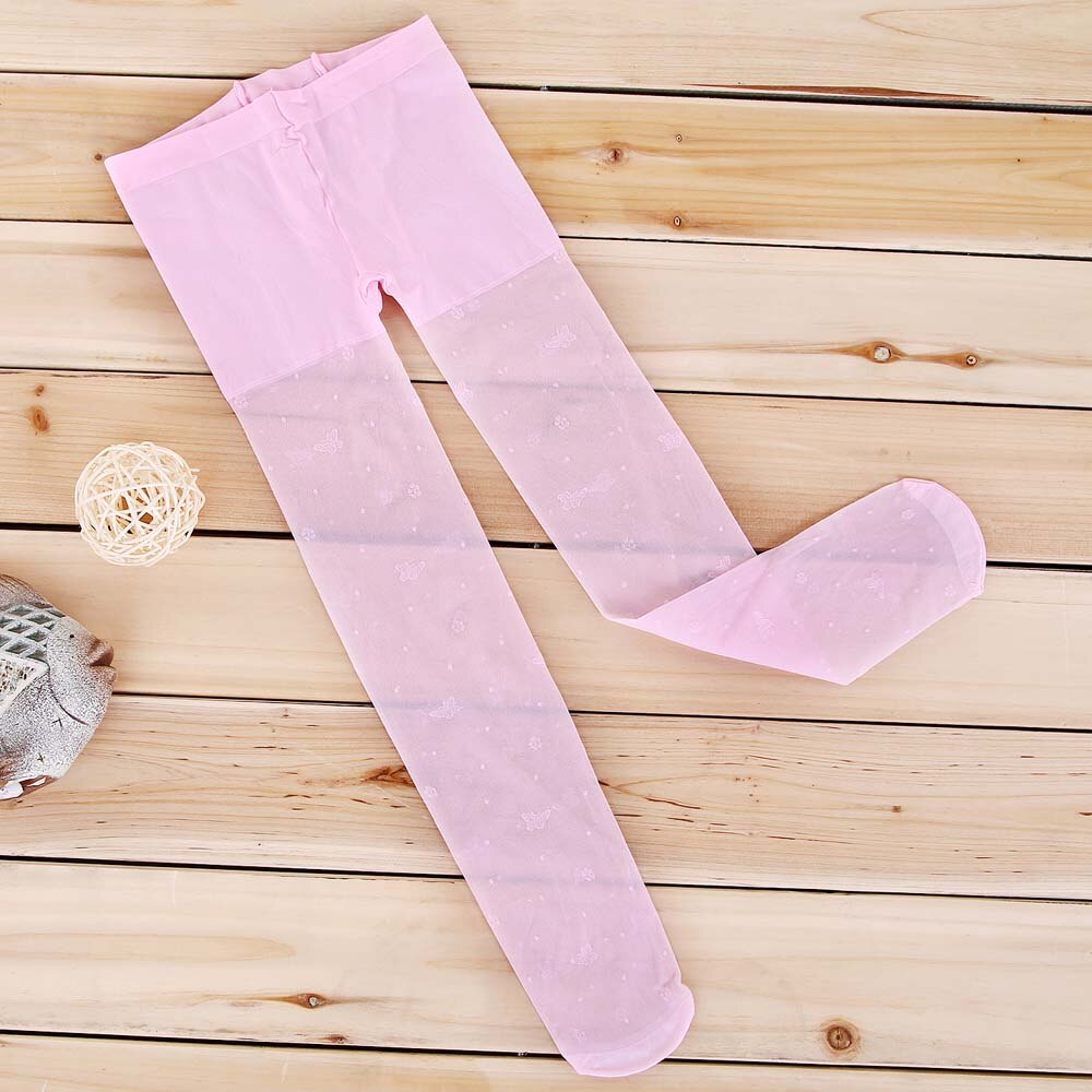 Summer Baby Girls Pantyhose Children Tight Long Stocking Transparent Flowers Butterfly Pattern Pantyhose for Girls 3-8 Years: pink / L