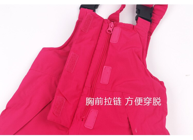 Pantalones de esquí con tirantes para niños y niñas, pantalones de algodón impermeables a prueba de viento, calidez gruesa, para exteriores, novedad de