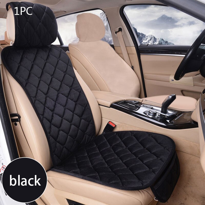 Universele Pluche Auto Seat Cover Sets Voor Vrouwen Roze Zitkussen Protector Mat Auto Cover Fit Meest Auto Interieur Accessoires: PQ232-1SeatBlack