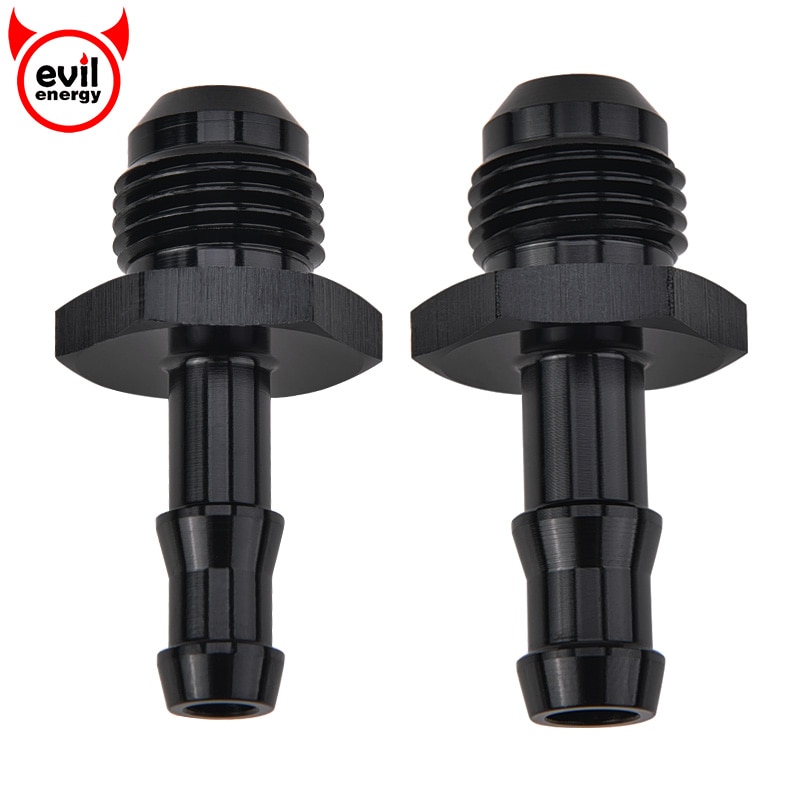 evil energy 6AN Flare To 3/8 Aluminum Fuel Fitting 6AN Flare To 5/16 Fittings Adapter Push On Barb Connector Black