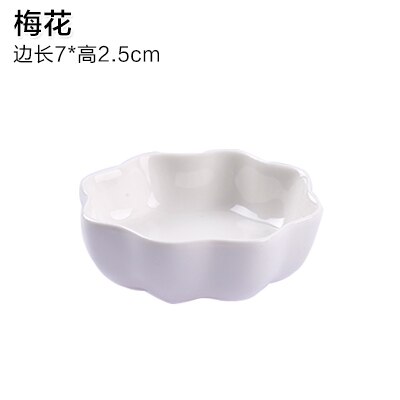 Assiettes en céramique blanche japonaise, plats de cuisine, Sauce d&#39;assaisonnement, vinaigre, plats multiplats, 1 pièce: Plum