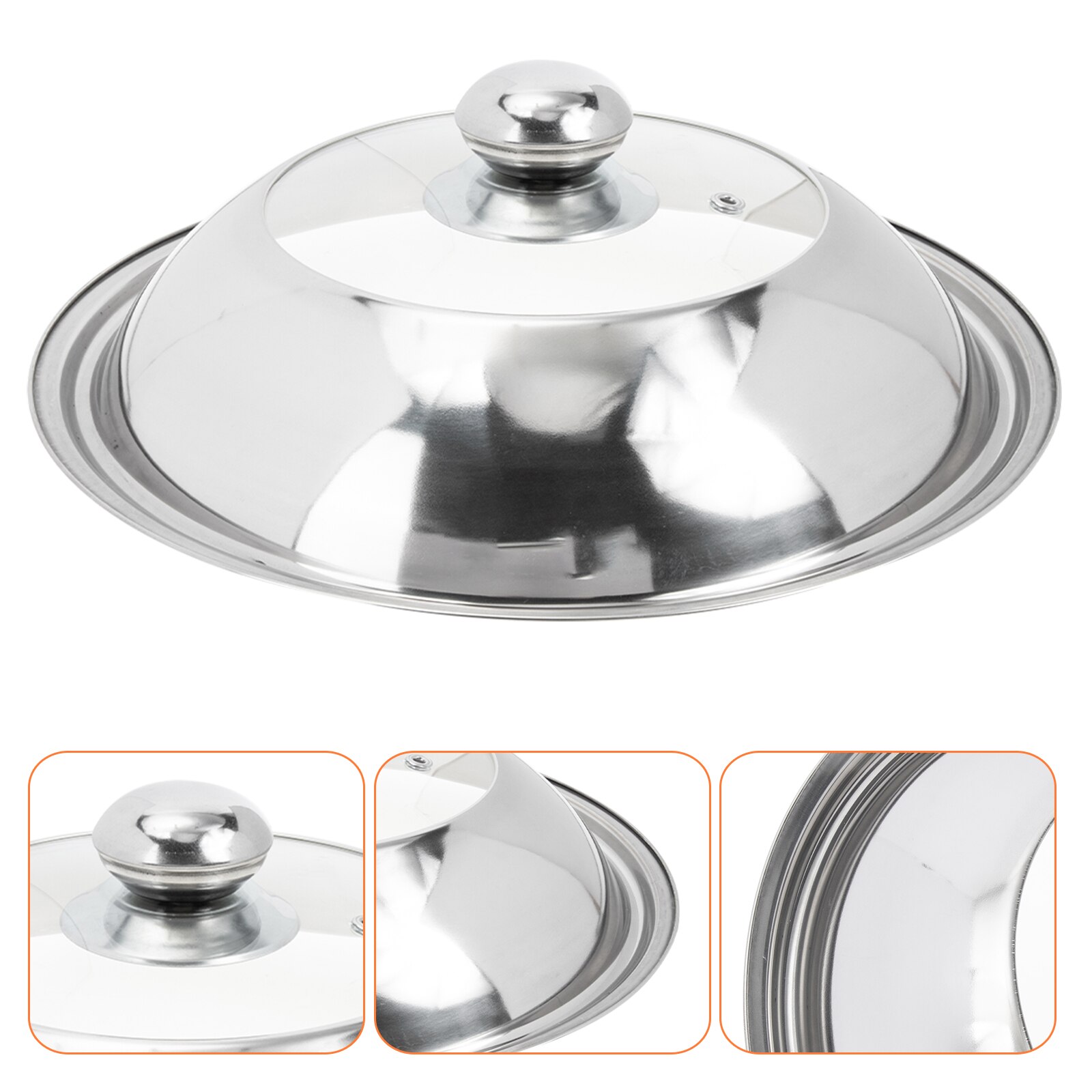 Cooking Pot Stainless Steel Lid Multi-function Pot Cover Kitchen Supply: Silver Visible cover