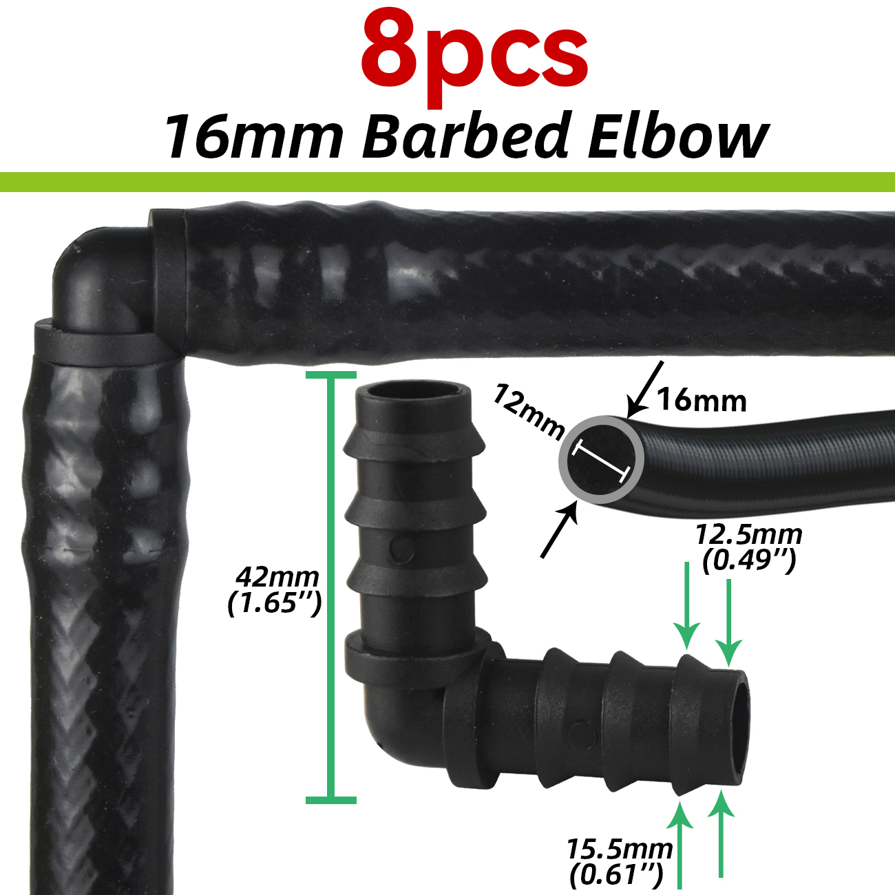 Barb Adapter Tee Elbow 16mm 20mm 25mm PE Hose To 1/2" 3/4" Male Female Thread Connector Garden Drip Irrigation Watering System: Orange