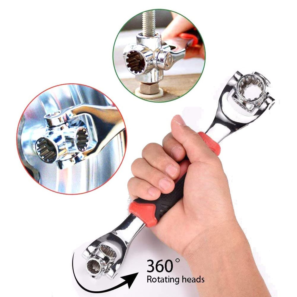 Llave Universal 48 en 1 para reparación de automóviles, herramientas de enchufe con pernos estriados Torx de 6 a 12 puntos, llave inglesa de 360 grados para el hogar
