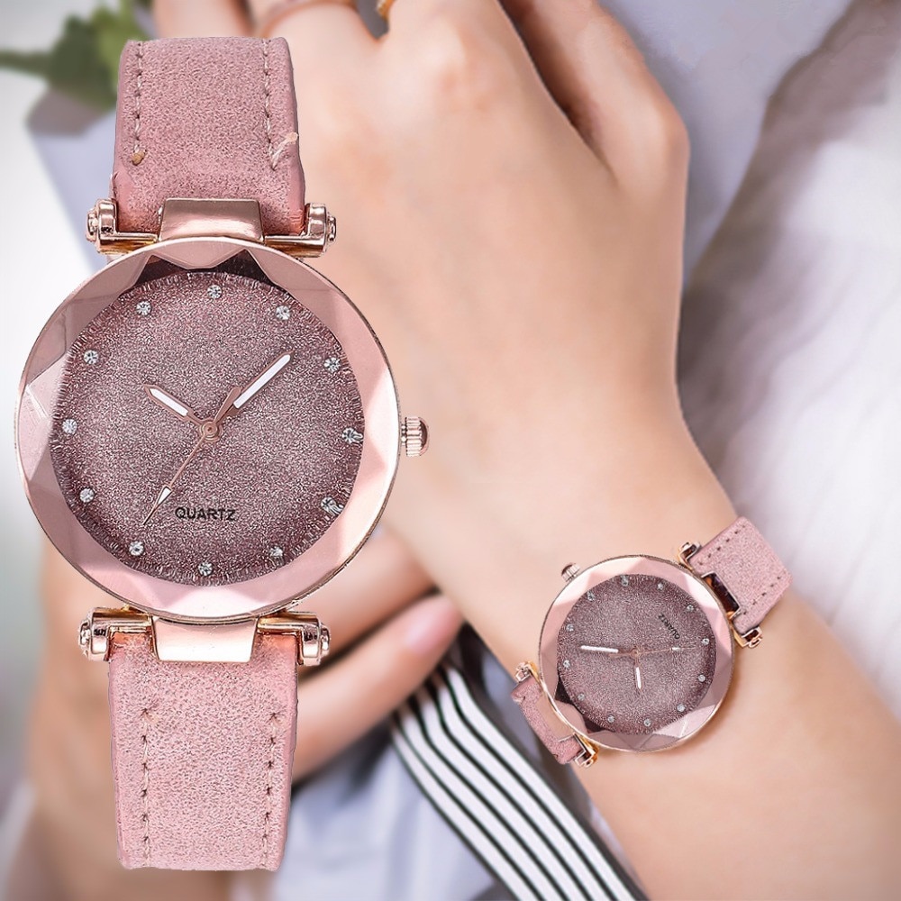 Ladies Korean Rhinestone Rose Gold Quartz Watch Female Belt Watch Women's Watches Clock Watch Women Watches