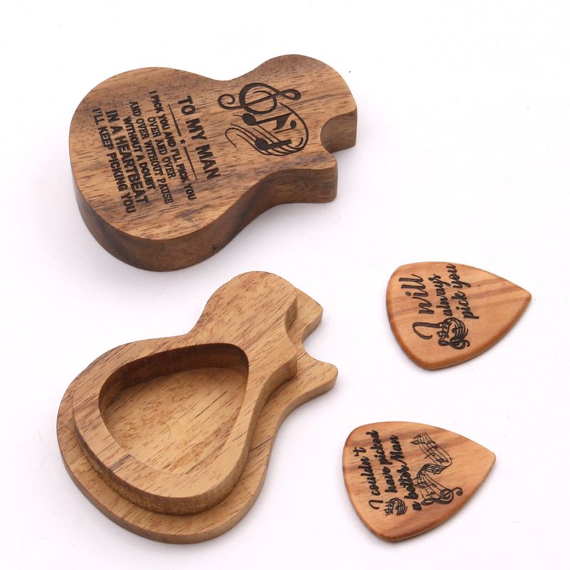3 Teile/satz Handgemachte Holz Gitarre wählen Kasten und wählt Paddel für Gitarrist Musik Liebhaber