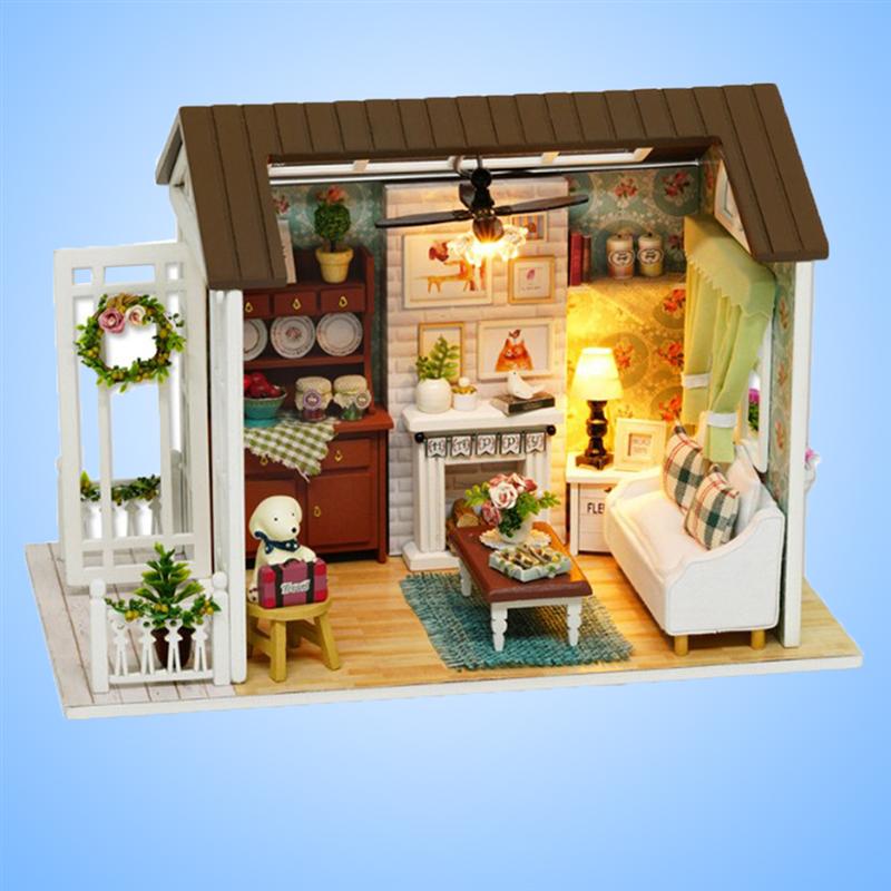 mini house Miniature DIY House Kit Handmade Assembly Model Room With Furniture (Beautiful Time)