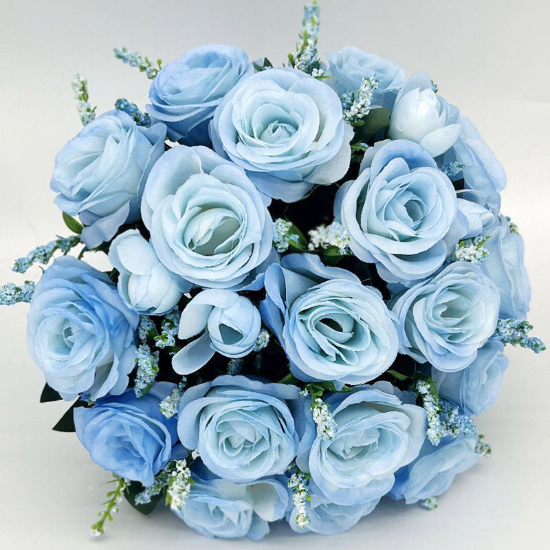Ramo de novia, flores, accesorios de boda para dama de honor, rosas artificiales azules, ramos de novia, decoración de boda